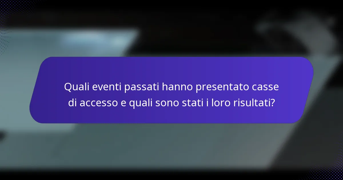 Quali eventi passati hanno presentato casse di accesso e quali sono stati i loro risultati?